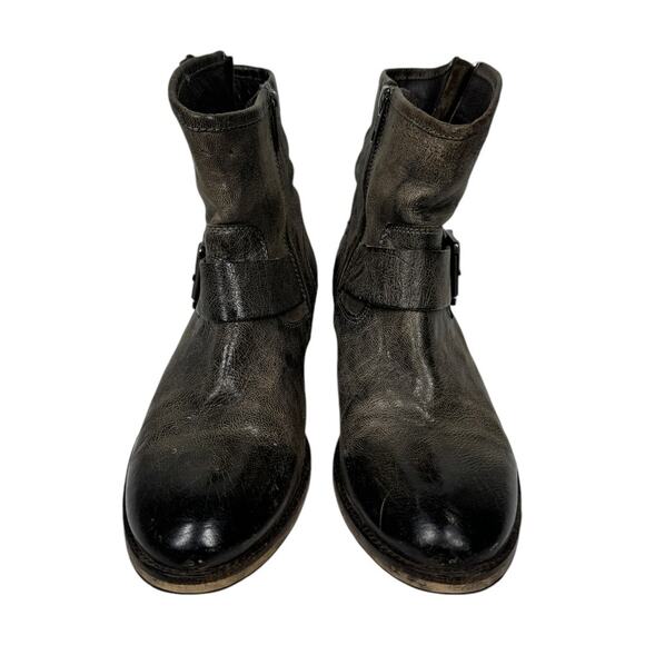 Seychelles Weekenders Distressed Leather Moto Boots 7.5 Brown Ankle Booties Edgy - Picture 2 of 10